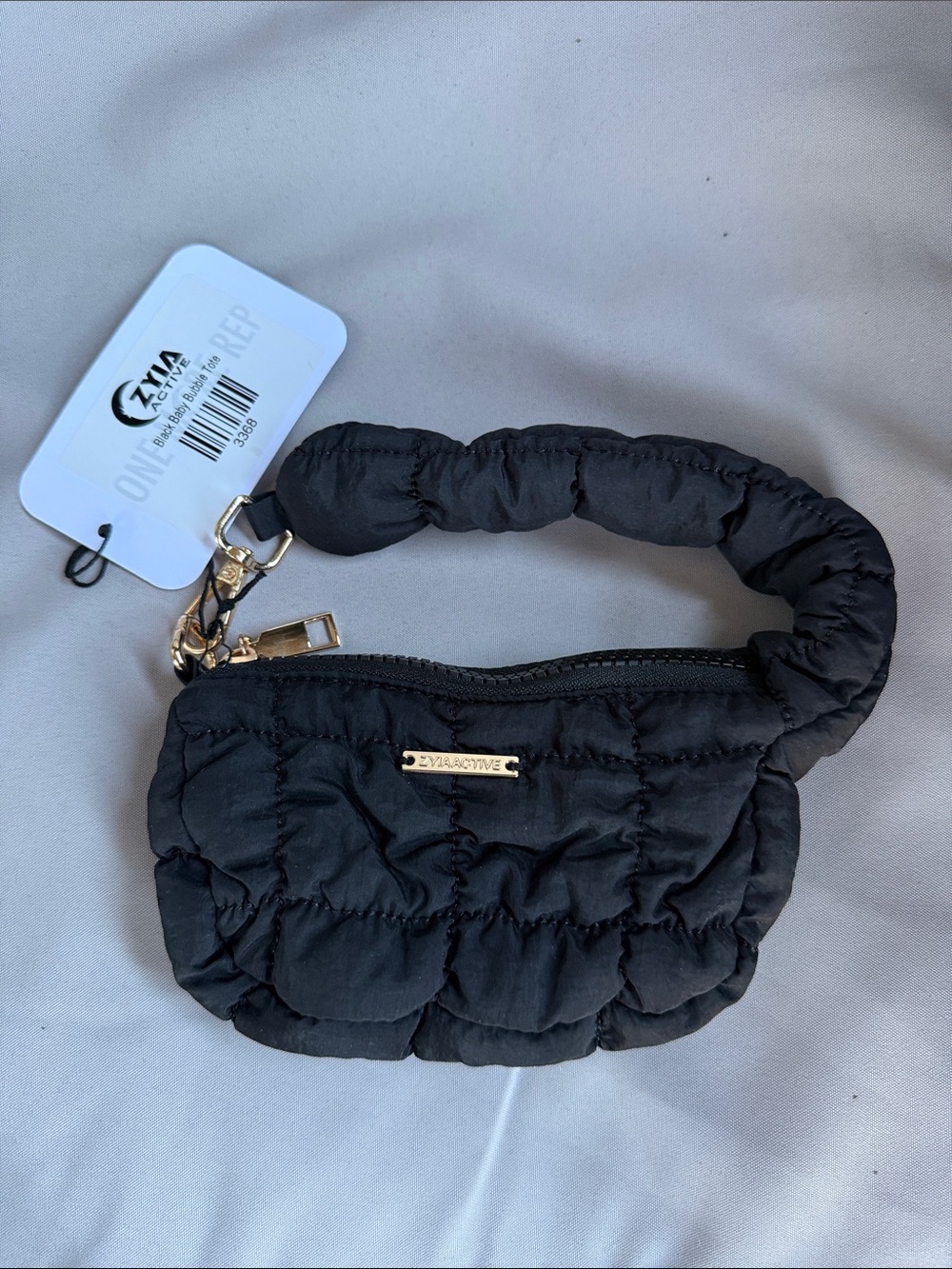 Zyia Active Black Baby Bubble Mini Tote Bag with Gold Hardware